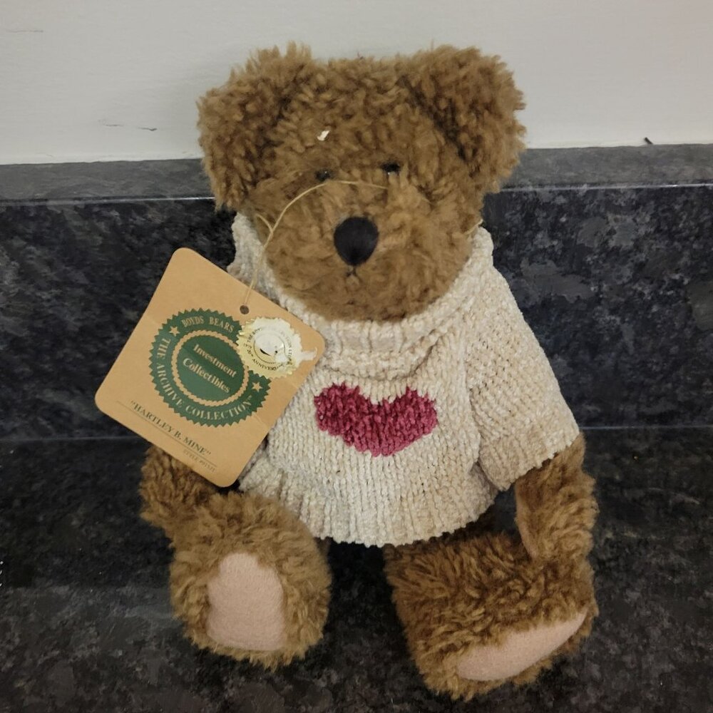 Boyds Bears Archive Collection "Hartley B. Mine" Teddy Bear Plush with Heart Swe